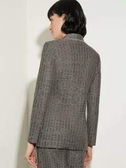 Jackets & Coats|Misook Tailored Fit Tweed Side Tie Knit Blazer Mink/Black/NewIvory