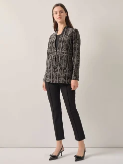 Jackets & Coats|Misook Tailored Fit Two-Tone Jacquard Knit Jacket Black/Mink