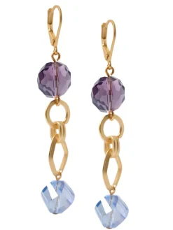 Accessories|Earrings|Misook Tanzanite and Light Blue Crystal Earrings Blue/Gold