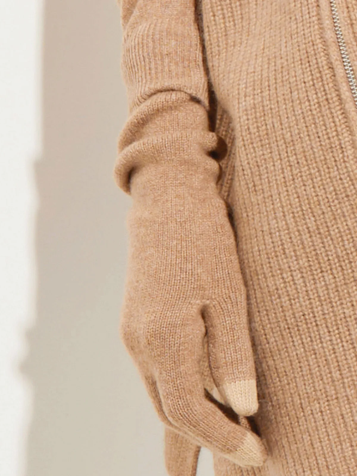 Accessories|Misook Tech Touch Long Cashmere Gloves Natural