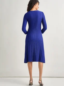 Dresses|Misook Textural Stripe Knit Midi Dress StarryNightBlue