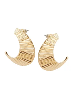 Accessories|Earrings|Misook Textured Warm Swoop Earrings Gold