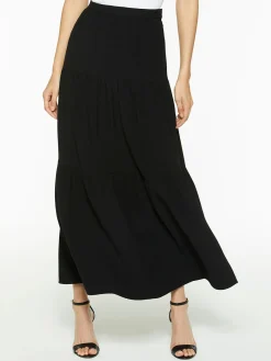 Skirts|Misook Tiered Light Flounce Maxi Skirt Black