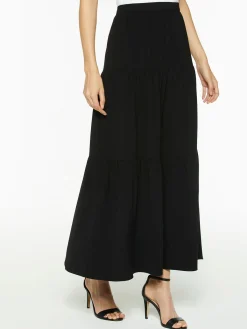 Skirts|Misook Tiered Light Flounce Maxi Skirt Black