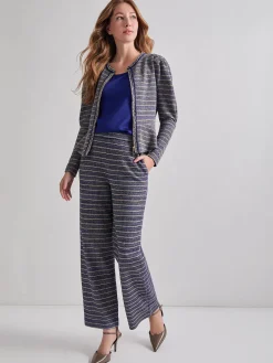 Jackets & Coats|Misook Tweed Knit Peplum Jacket StarryNightBlue/CornflowerBlue/Parchment/Black