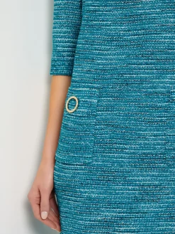 Dresses|Misook Tweed Knit Shift Dress with Pockets FrenchBlue/NewIvory/Black