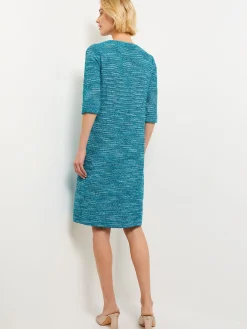 Dresses|Misook Tweed Knit Shift Dress with Pockets FrenchBlue/NewIvory/Black