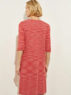 Dresses|Misook Tweed Knit Shift Dress with Pockets, Sunset Red SunsetRed/CitrusBlossom/PaleGold