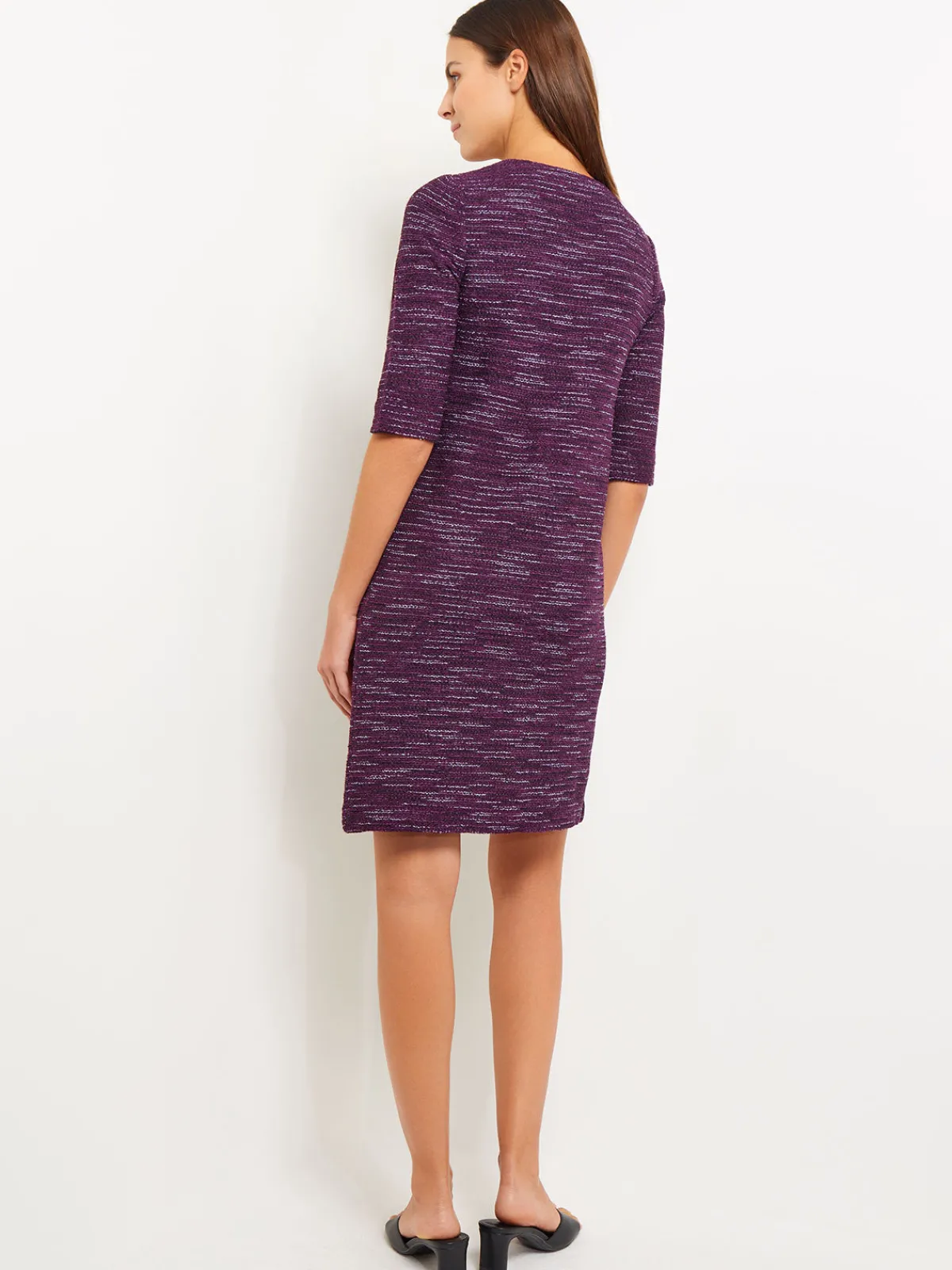 Dresses|Misook Tweed Knit Shift Dress with Pockets Ultraviolet/Viola/Black