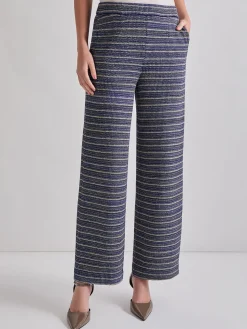 Pants & Shorts|Misook Tweed Knit Straight Leg Pant StarryNightBlue/CornflowerBlue/Parchment/Black