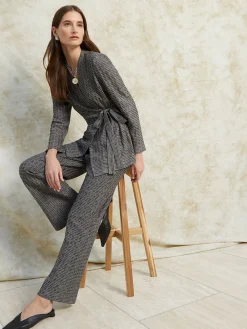 Pants & Shorts|Misook Tweed Wide Leg Knit Pants Mink/Black/NewIvory