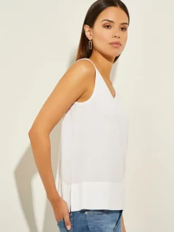 Tops & Tees|Tanks|Misook V-Neck Soft Knit Tank Top White