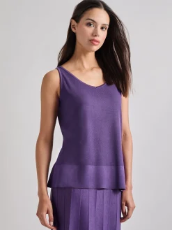 Tops & Tees|Tanks|Misook V-Neck Soft Knit Tank Top PlumRoyale