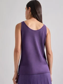 Tops & Tees|Tanks|Misook V-Neck Soft Knit Tank Top PlumRoyale