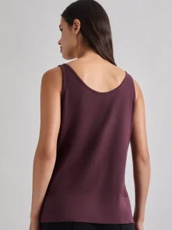 Tops & Tees|Tanks|Misook V-Neck Soft Knit Tank Top, Mahogany