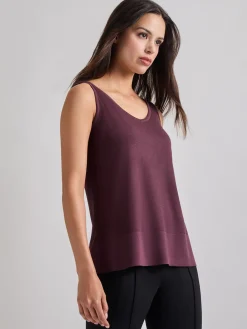Tops & Tees|Tanks|Misook V-Neck Soft Knit Tank Top, Mahogany