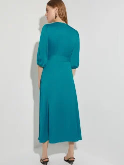 Dresses|Misook Woven Tie-Waist Balloon Sleeve Dress FrenchBlue
