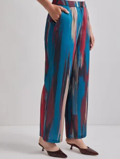 Pants & Shorts|Misook Zipper Fly Brushtroke Woven Wide Leg Pant TidalTeal/Macchiato/Mahogany/Rouge/NewIvory/Black