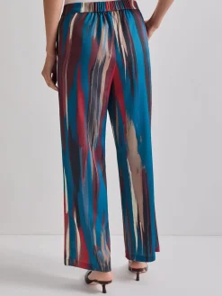 Pants & Shorts|Misook Zipper Fly Brushtroke Woven Wide Leg Pant TidalTeal/Macchiato/Mahogany/Rouge/NewIvory/Black