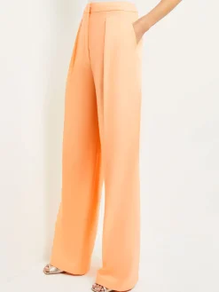 Pants & Shorts|Misook Zipper Fly Wide Leg Pants - Faux Cupro Silk PeachBlossom