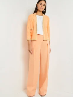 Pants & Shorts|Misook Zipper Fly Wide Leg Pants - Faux Cupro Silk PeachBlossom